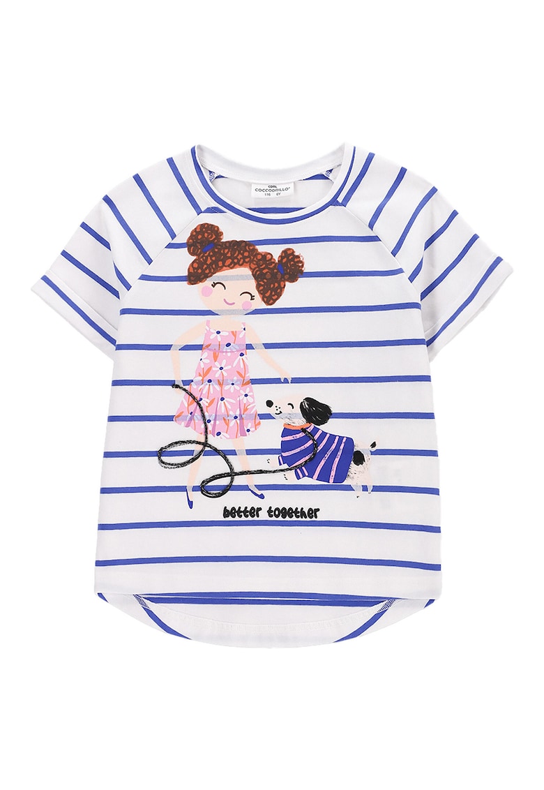 Tricou fete  WC5143203FGK - Bumbac/Elastan - Alb/Albastru