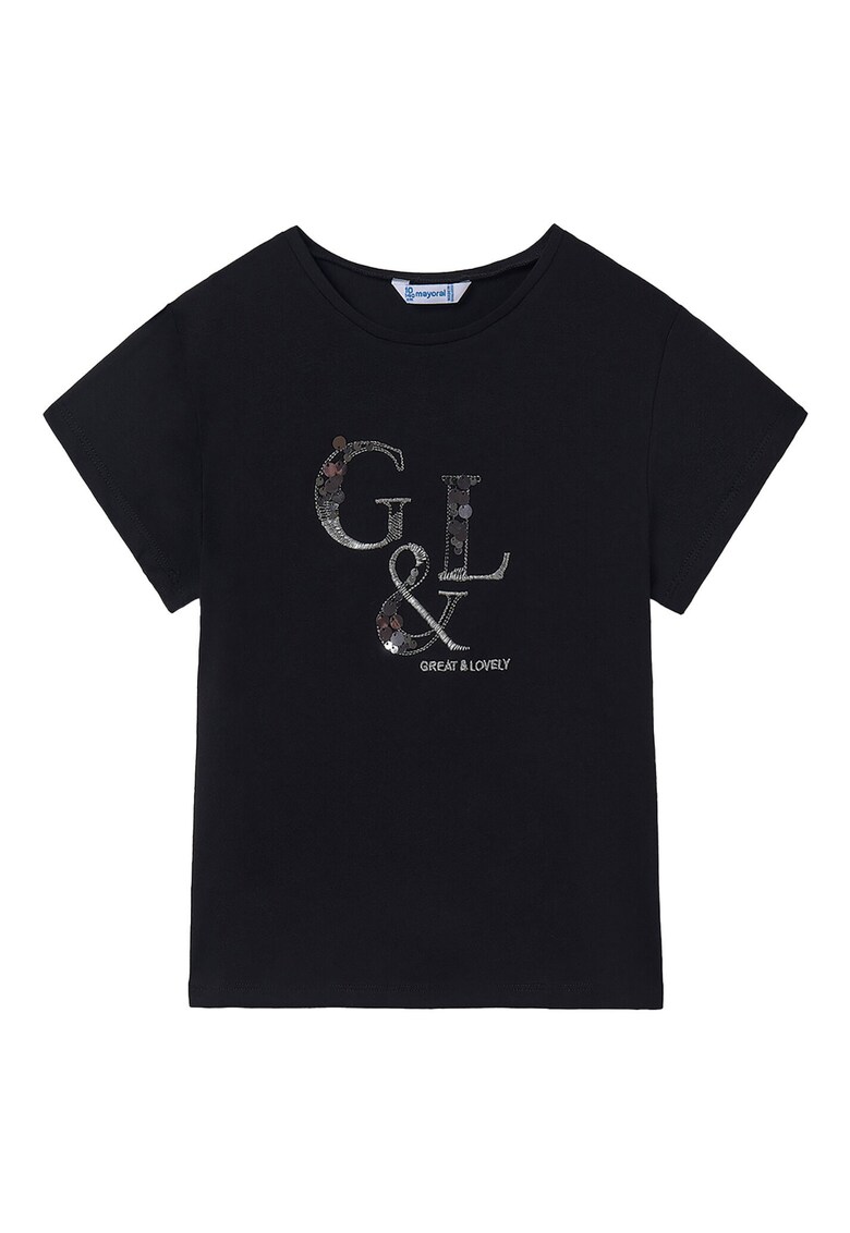 Tricou fete 854 - Bumbac/Elastan - Negru - Negru