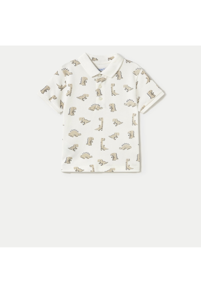 Tricou Polo baieti 1109 - Bumbac/Elastan - Alb - Alb