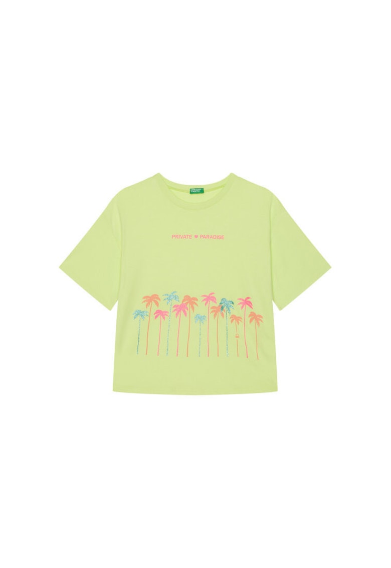 United Colors of Benetton Tricou fete 35RYC10OZ - Bumbac organic - Galben - Galben