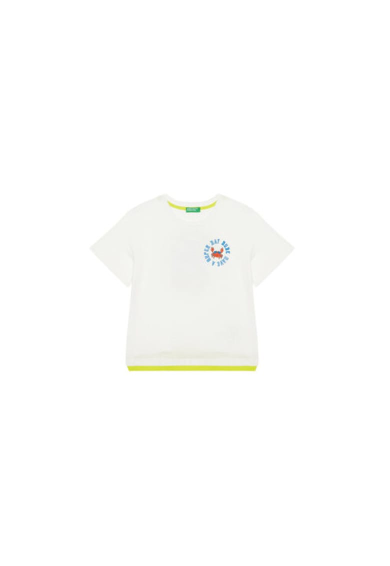 Tricou baieti 3SLUG10JF - Bumbac - Ecru - Ecru
