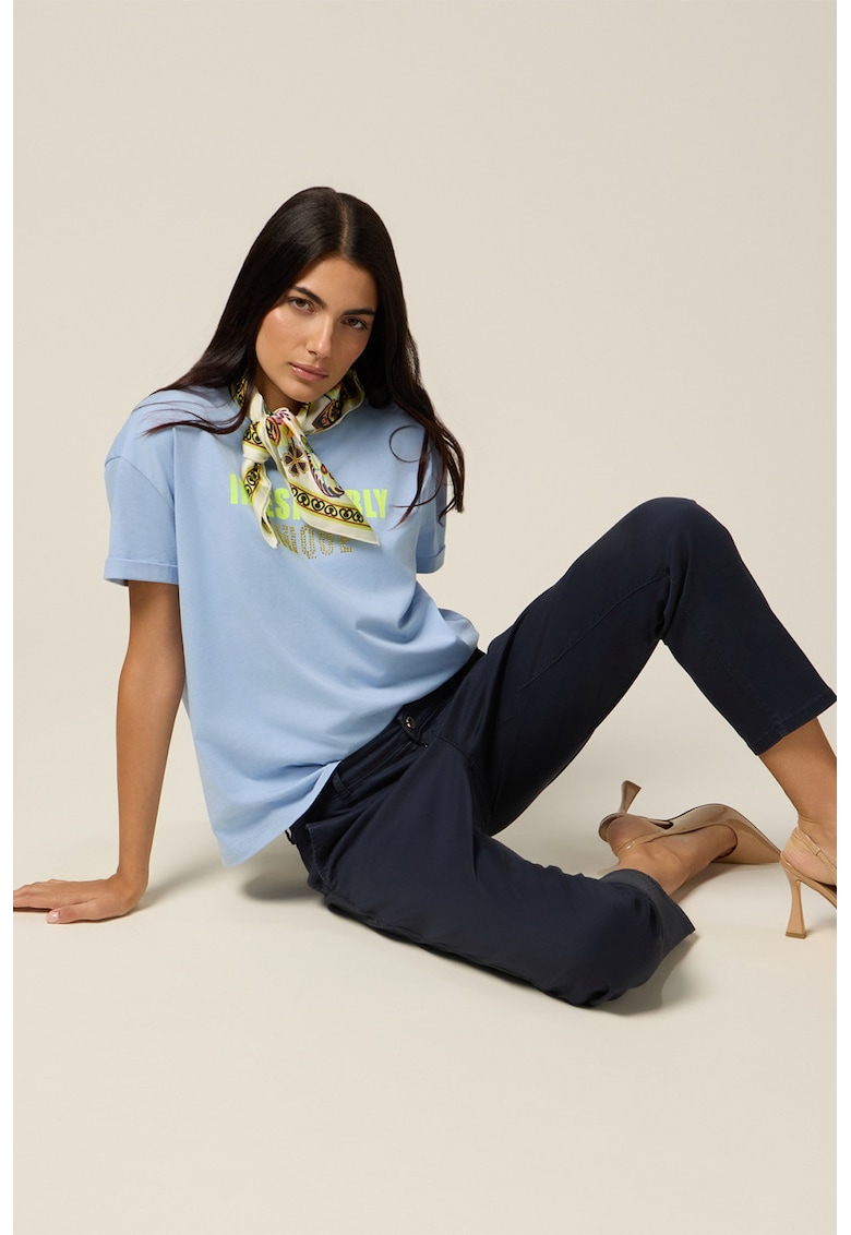 Pantaloni crop din amestec de lyocell cu buzunare oblice