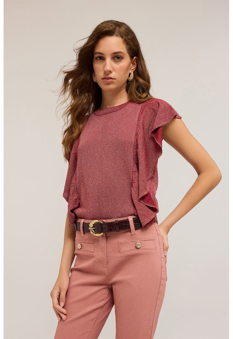 Bluza cu aspect stralucitor si volane