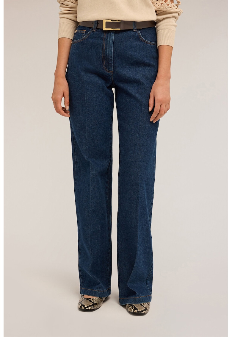 Blugi cu croiala dreapta si talie medie - Bleumarin