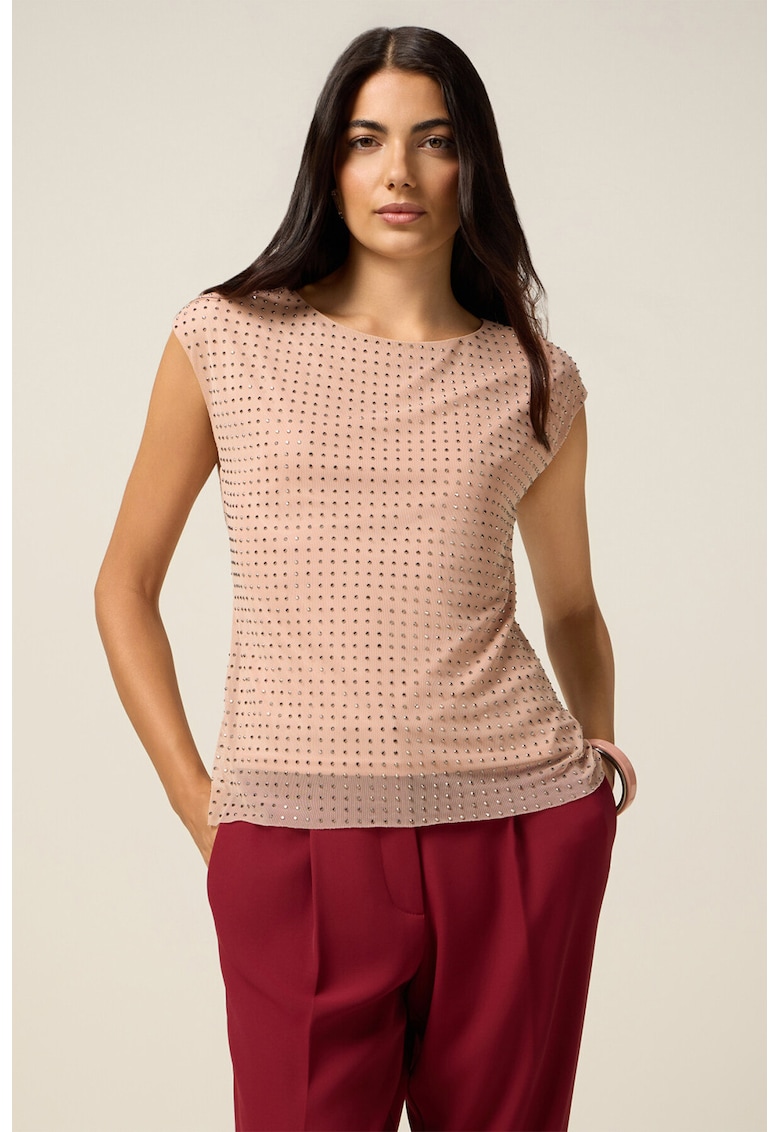 Bluza cu maneci scurte si decoratii cu strasuri