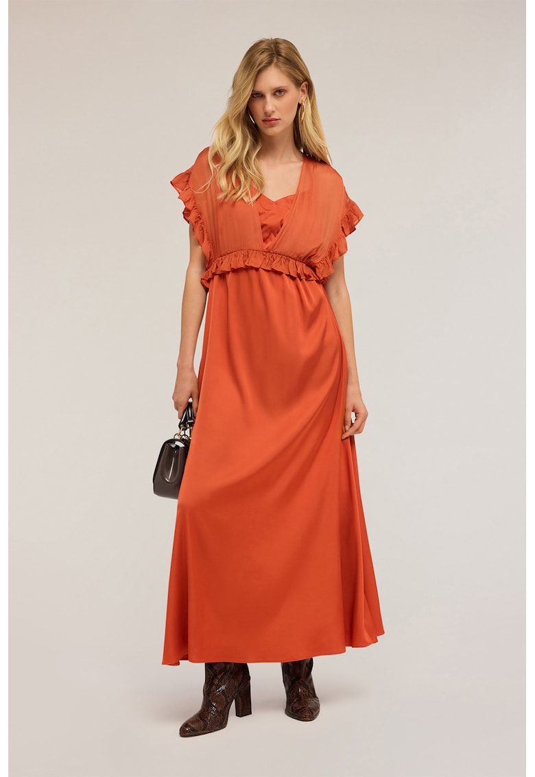 Rochie maxi cu croiala in A si decolteu in V Rochie maxi cu croiala in A si decolteu in V