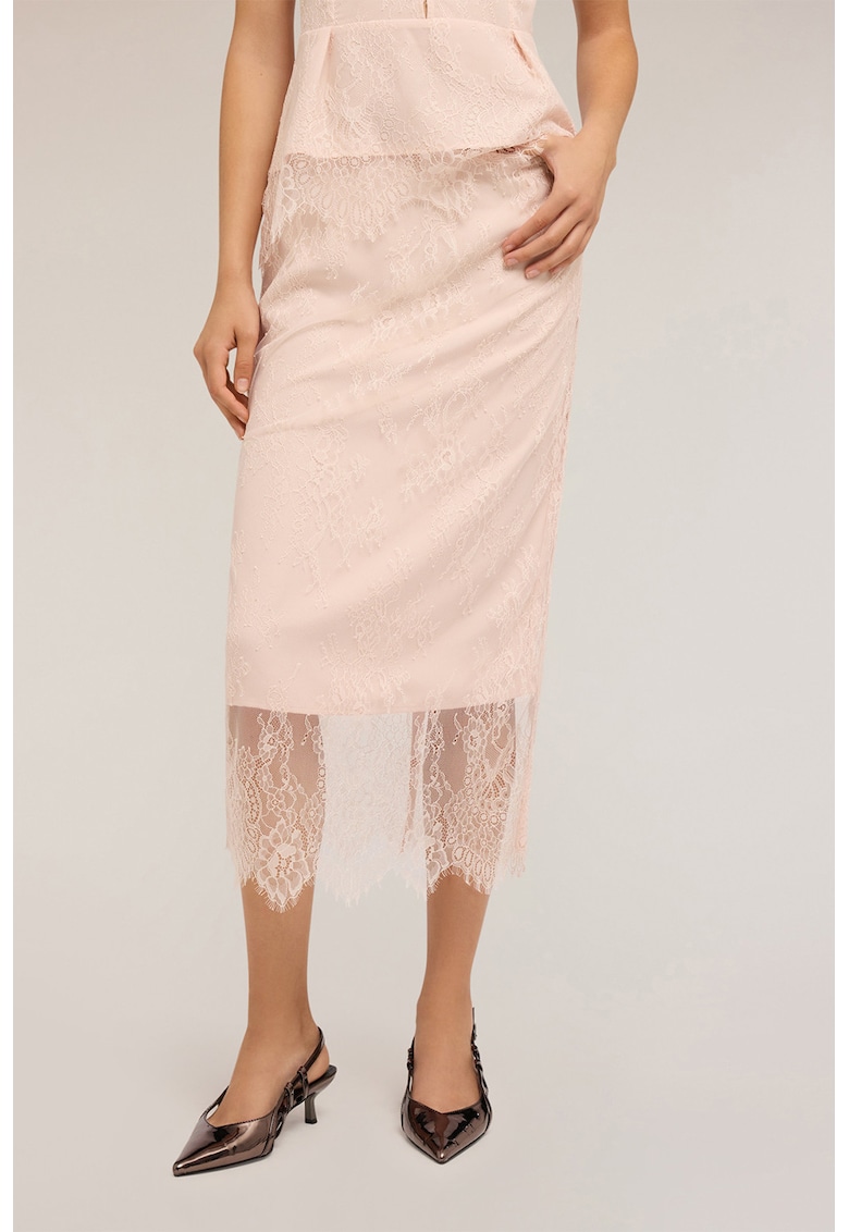 Fusta midi cu strat exterior din dantela