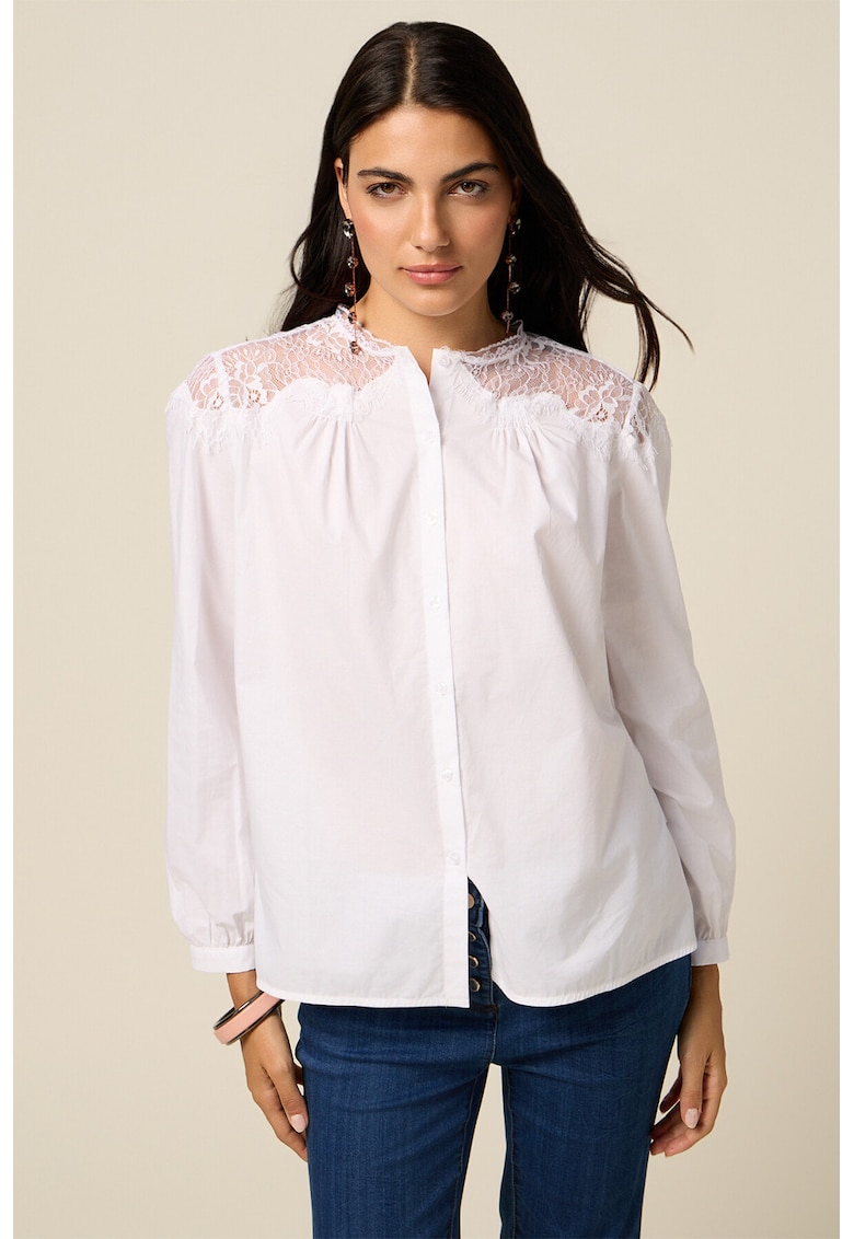 Camasa din bumbac cu insertii din dantela