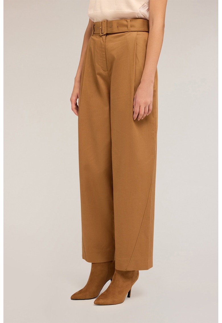 Pantaloni din amestec de lyocell cu croiala dreapta si talie inalta