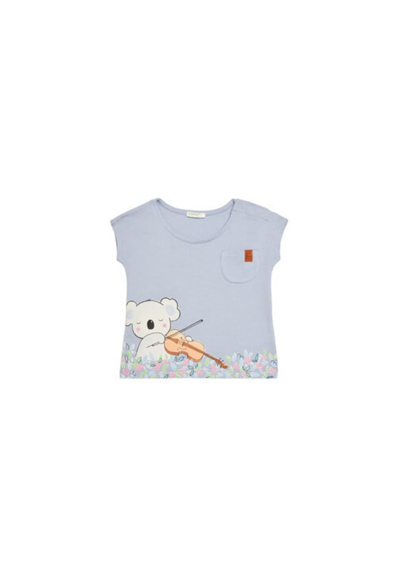 Tricou pentru fete 3I1XA105X - Bumbac organic - Albastru - Albastru