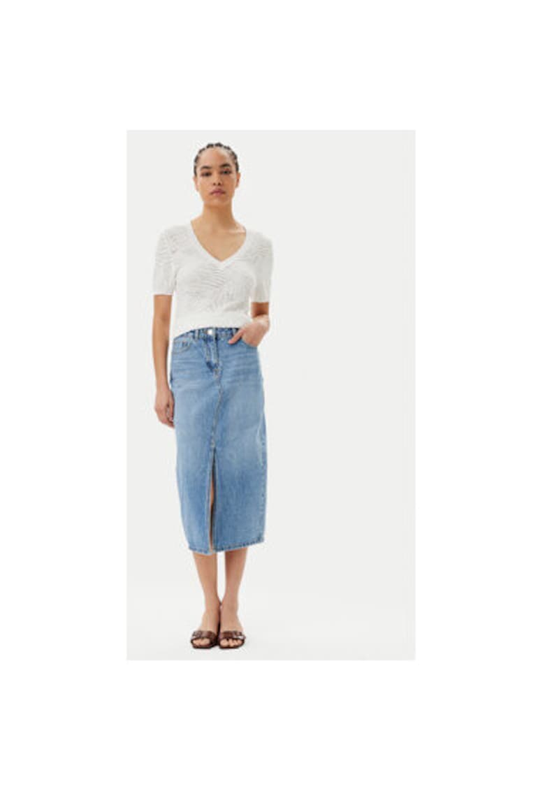 Pulover dama 251-MPALM - Viscoza/Poliamida - Alb