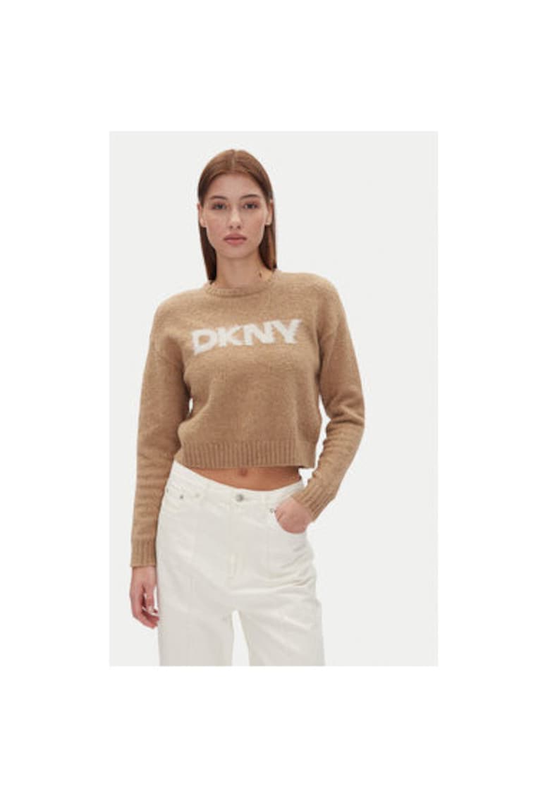 Pulover dama DJ4R0424 - Bumbac/Poliester reciclat - Bej Pulover dama DJ4R0424 - Bumbac/Poliester reciclat - Bej