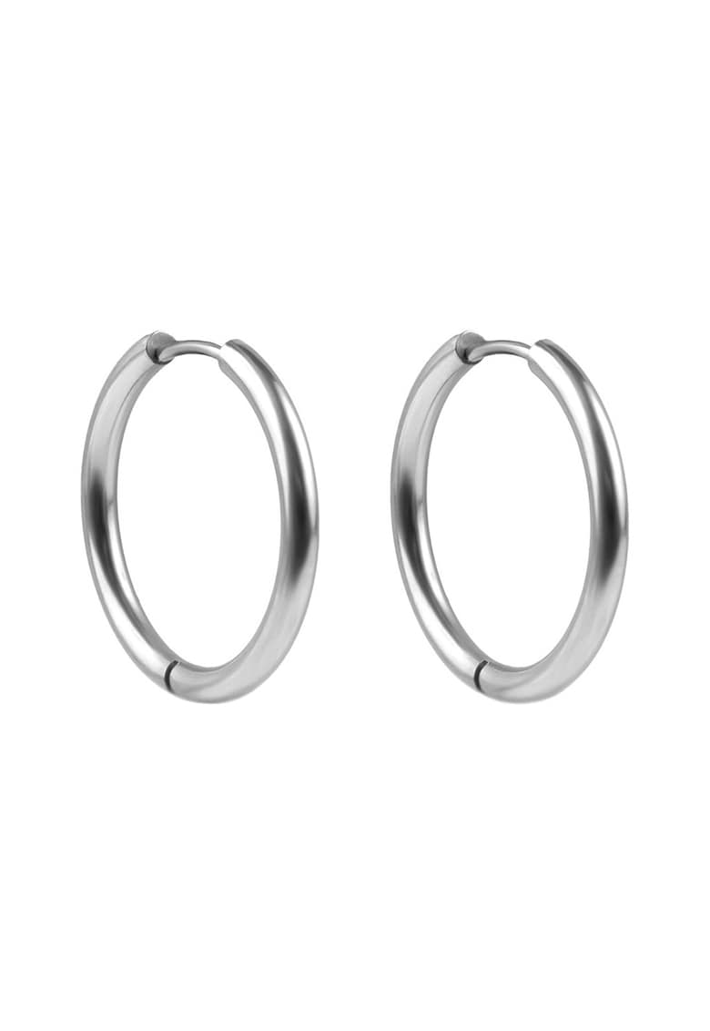 Cercei rotunzi de otel inoxidabil - Argintiu