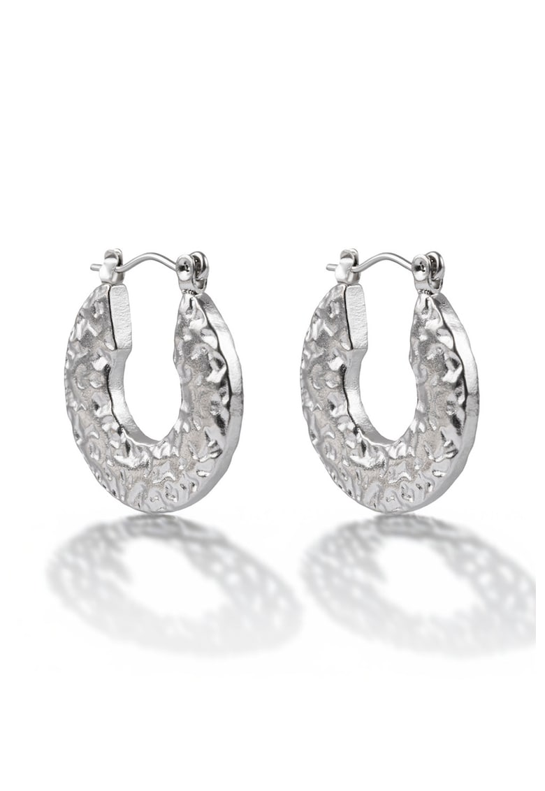 Cercei rotunzi texturati placati cu aur de 18K