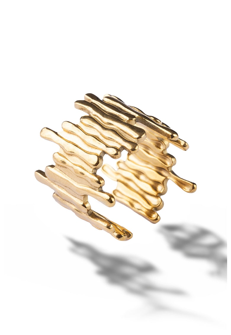 Marc Malone Inel abstract placat cu aur de 18K - Auriu
