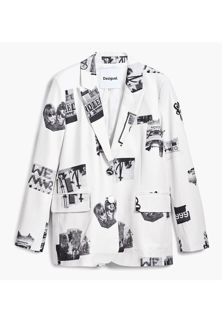 Sacou dama  25SWEW15 - Poliester/Viscoza - Alb