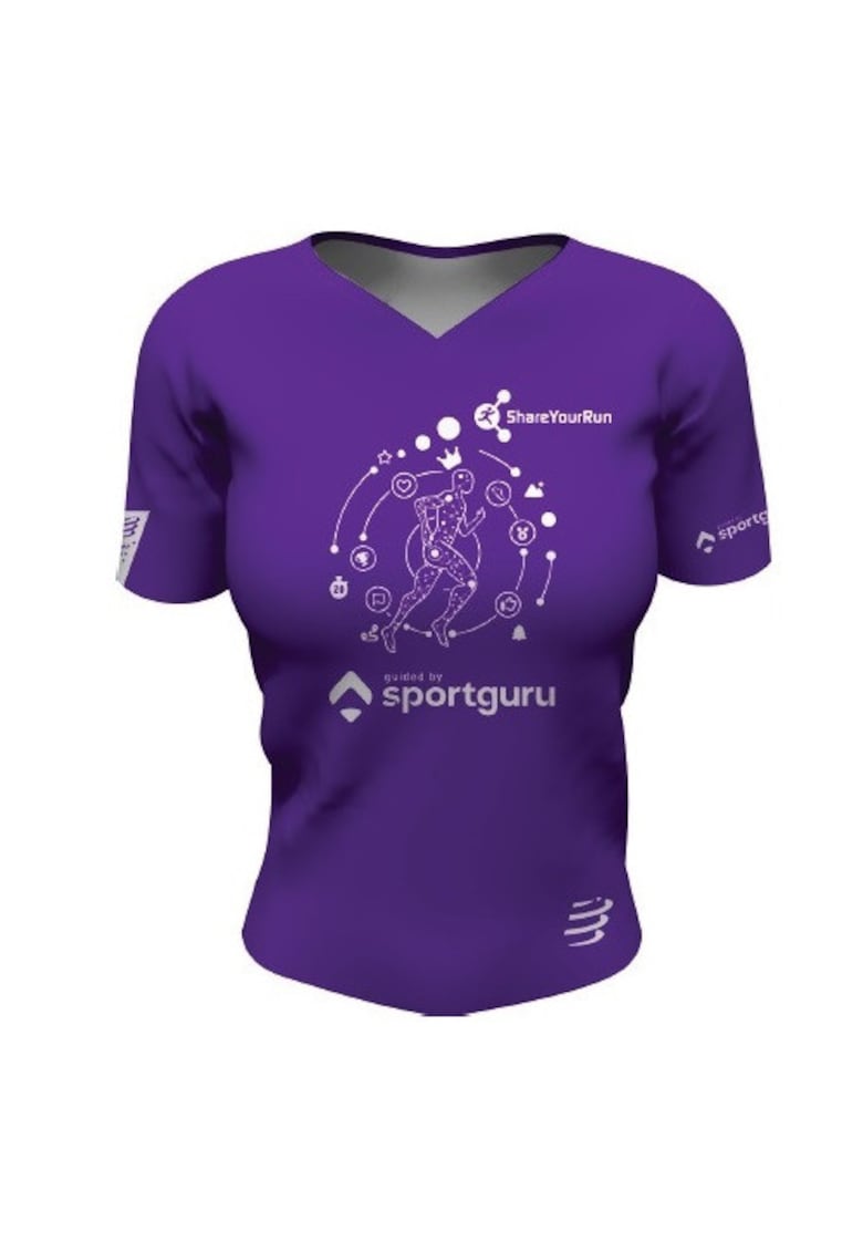 CompresSport Tricou alergare dama Share Your Run Mov/Alb - Mov