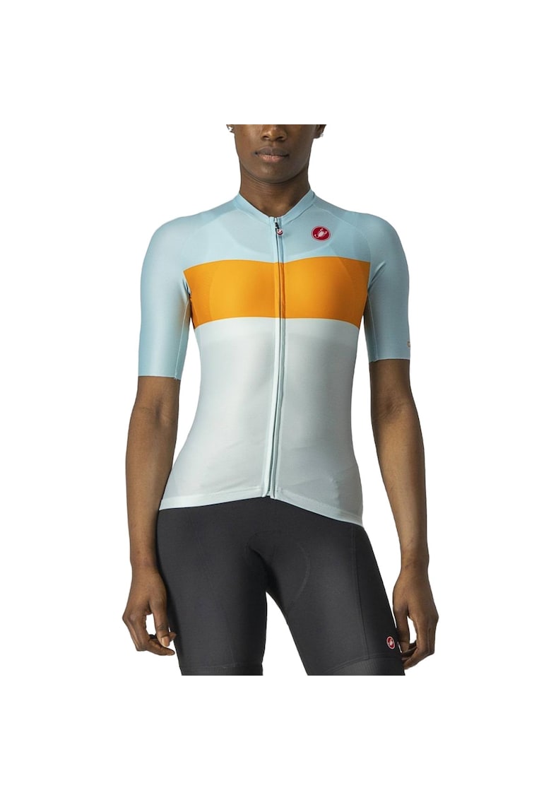 Tricou ciclism dama Aero Pro Bleu/Portocaliu