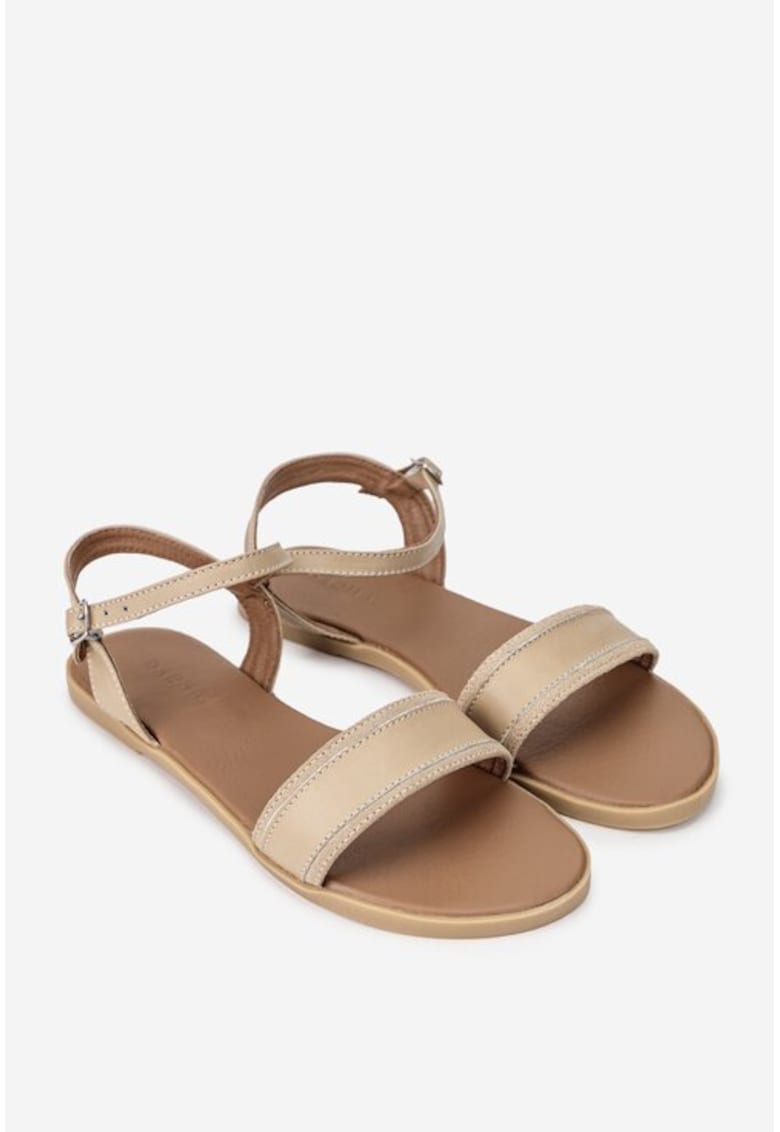 Sandale dama piele naturala taupe - Maro taupe