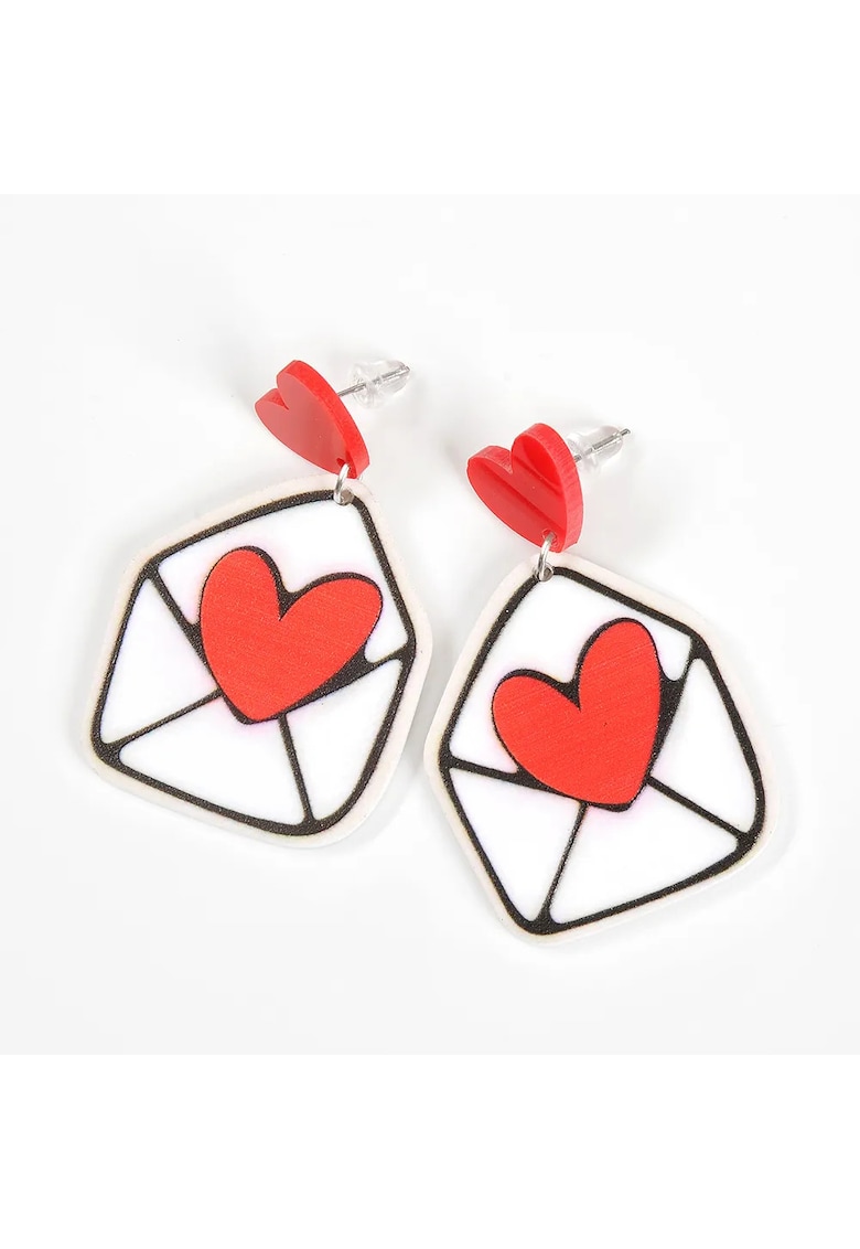 Cercei fantezie in forma de scrisoare cu inima rosie -  Paris