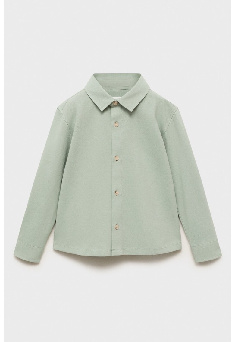 Camasa de bumbac cu guler ascutit - Verde pal
