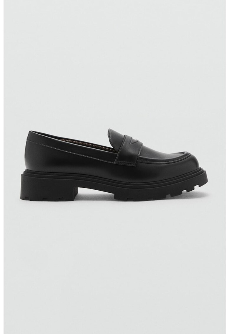Pantofi loafer uni de piele ecologica - Negru