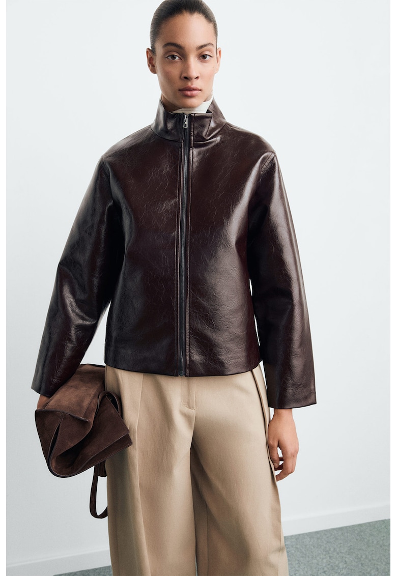 Jacheta din piele ecologica cu fermoar