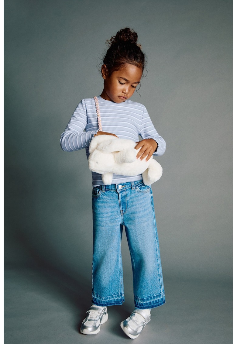 Bluza cu maneci lungi si dungi - Alb/Albastru deschis