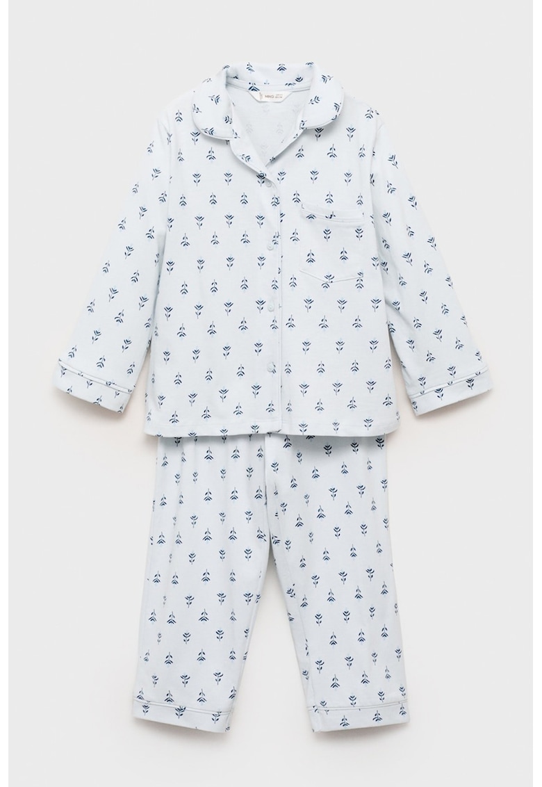 Pijama de bumbac cu pantaloni lungi - Albastru pal/Bleumarin