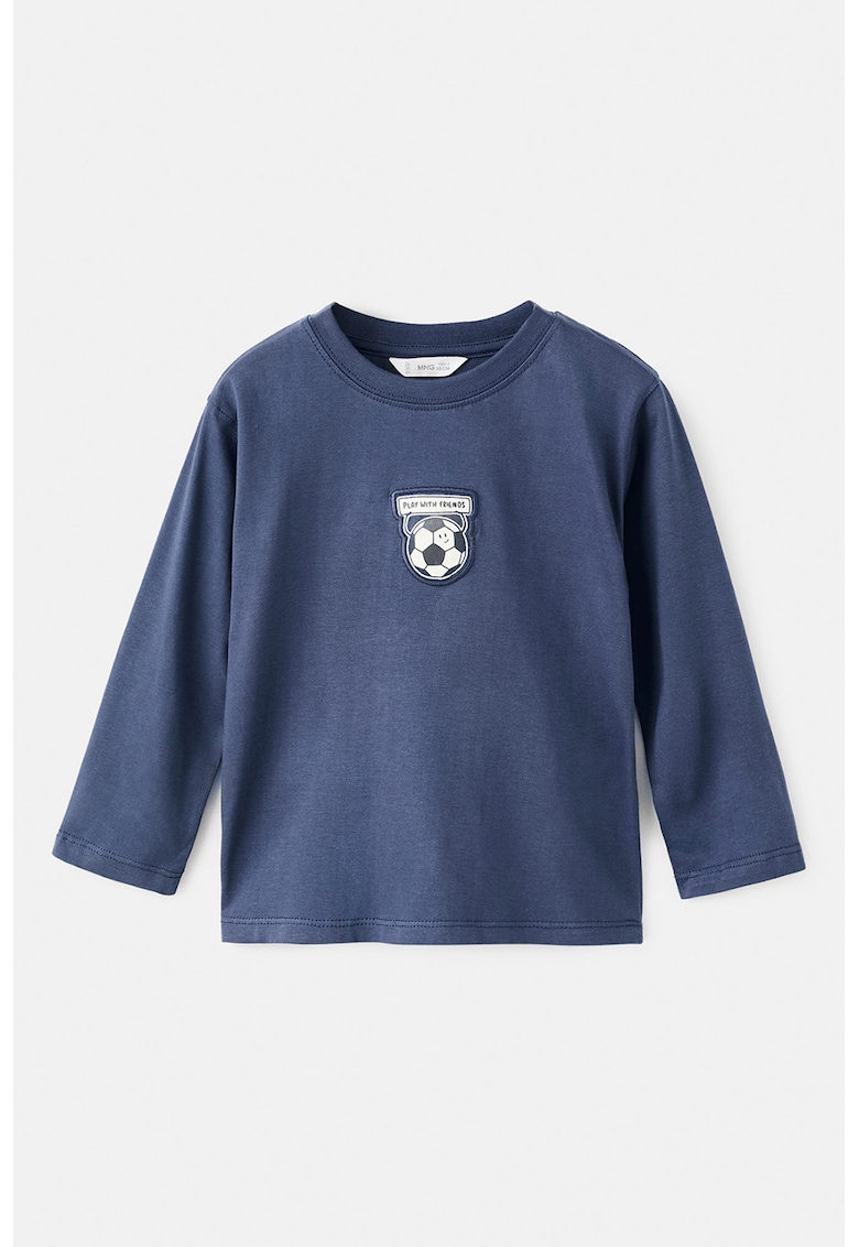 Bluza de bumbac cu decolteu la baza gatului si imprimeu pe spate