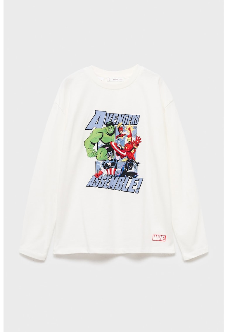 Bluza de bumbac cu imprimeu Marvel - Verde/Alb murdar/Albastru