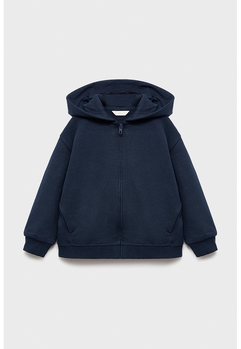 Hanorac de bumbac cu fermoar - Albastru ultramarin