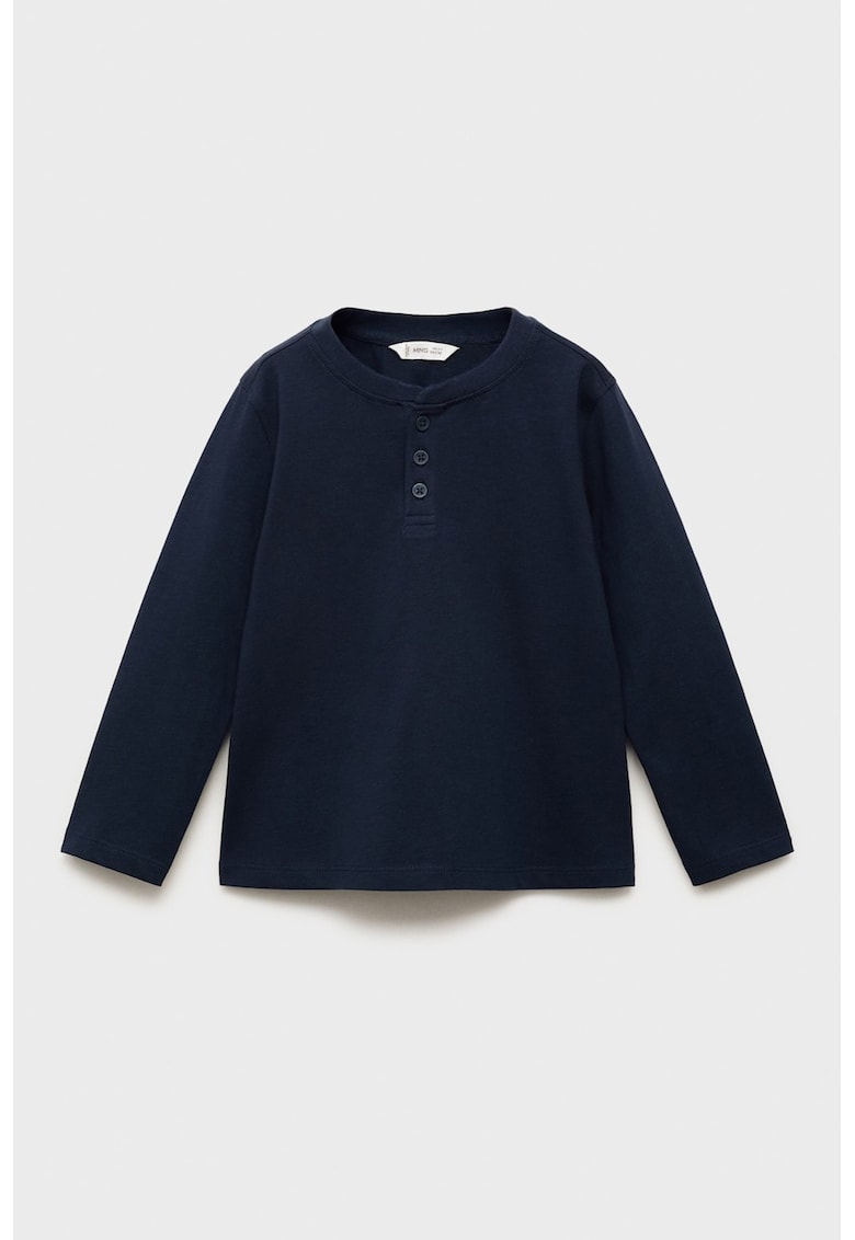 Bluza uni cu fenta cu nasturi - Albastru ultramarin
