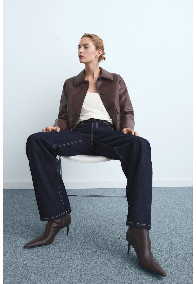 Blugi drepti cu talie inalta - Albastru ultramarin