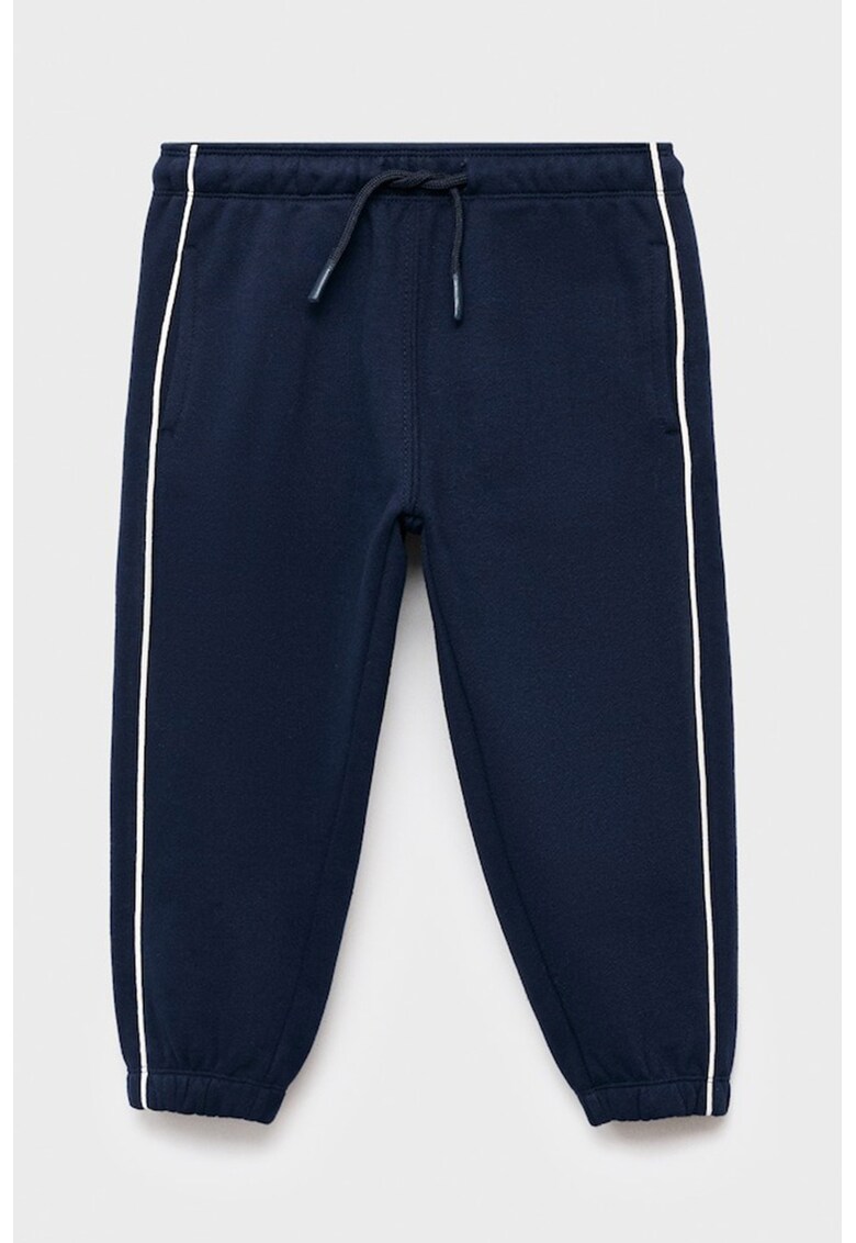 Pantaloni de trening cu snur si buzunare laterale - Alb/Bleumarin