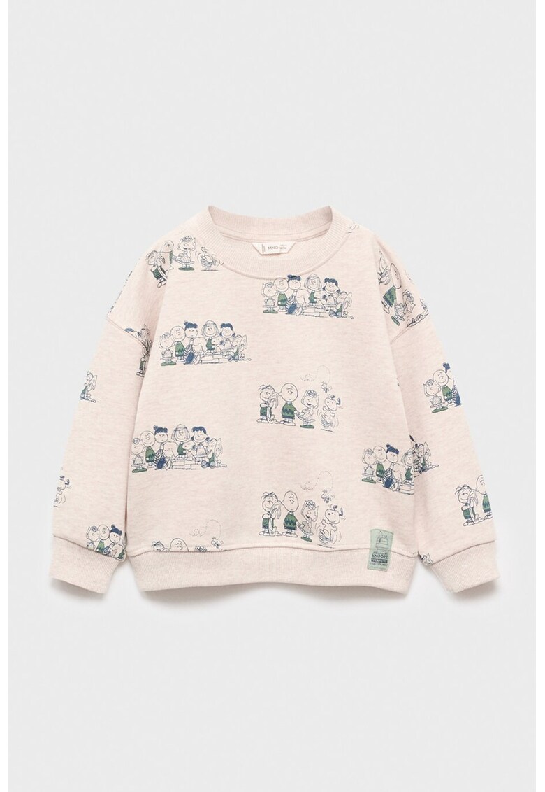 Bluza de trening cu imprimeu si mansete si terminatii cu striatii - Verde/Bej inchis