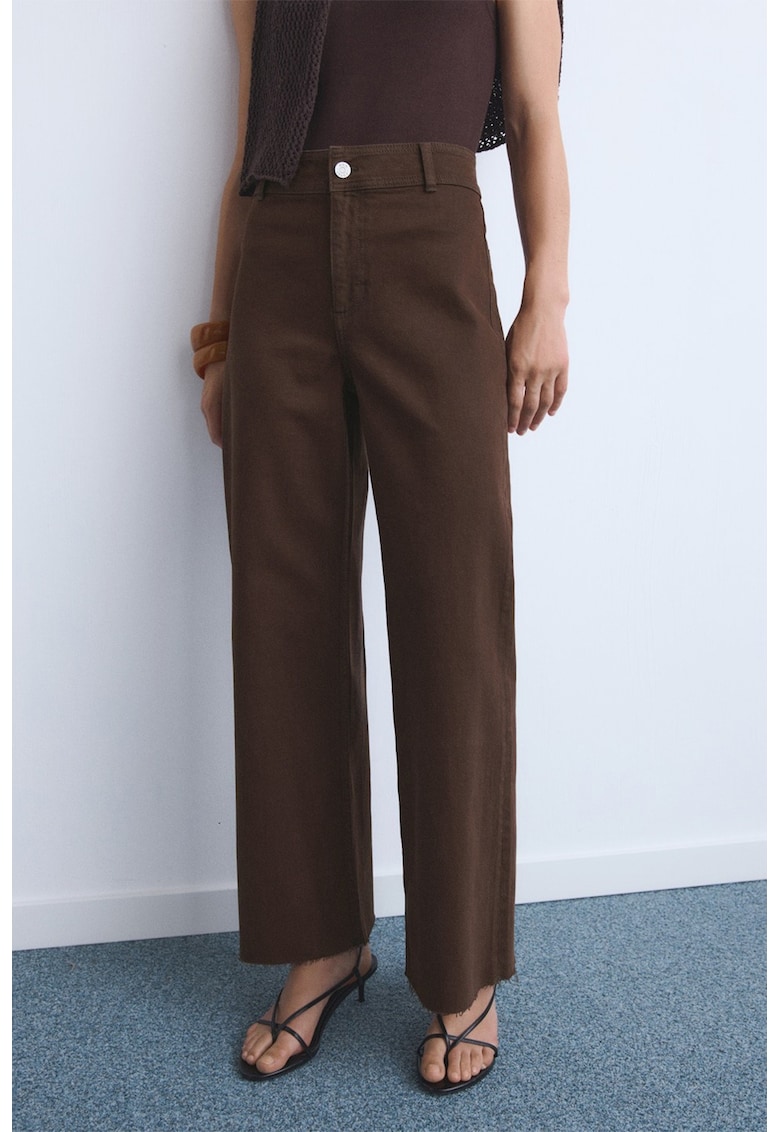 Blugi drepti cu talie medie - Maro inchis