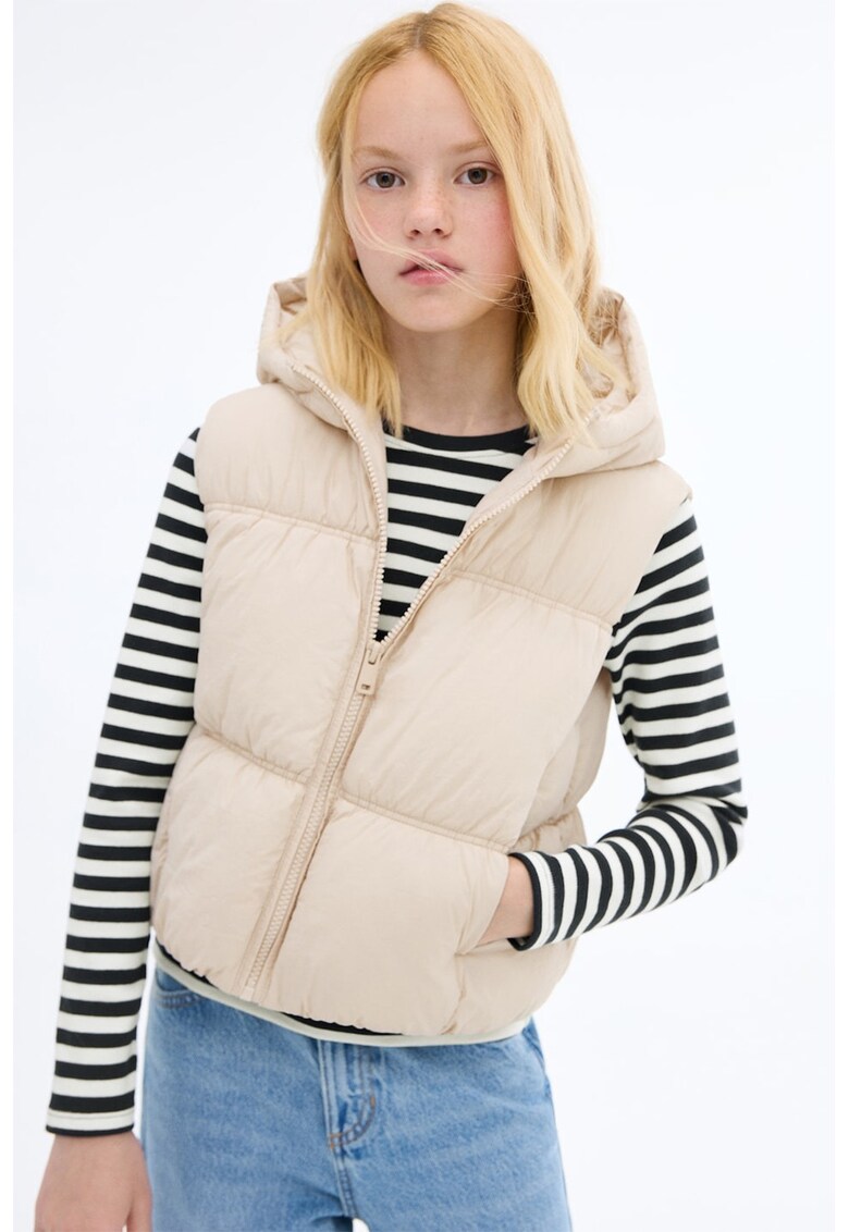 Vesta cu vatelina si gluga - Bej