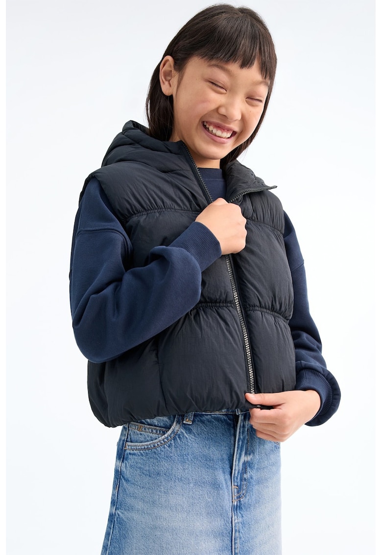 Vesta cu vatelina si gluga - Albastru ultramarin