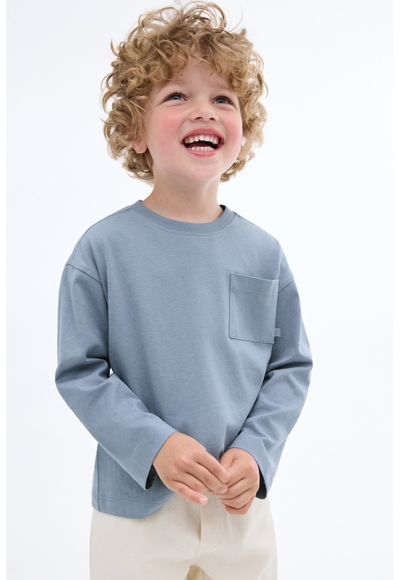 Bluza uni cu buzunar pe piept - Albastru petrol