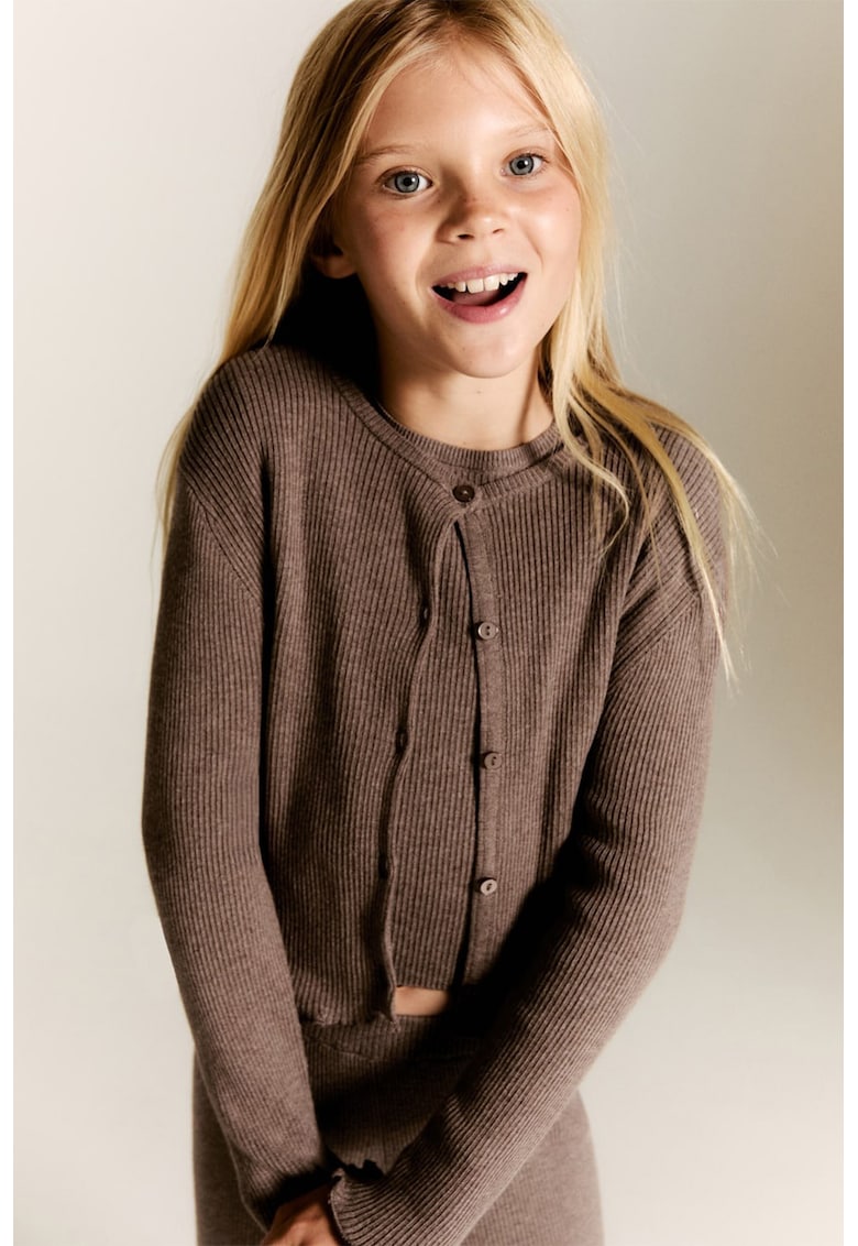 Cardigan striat cu mansete valurite