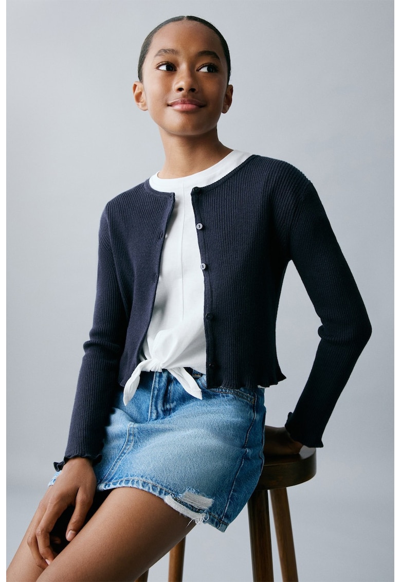 Cardigan striat cu mansete valurite