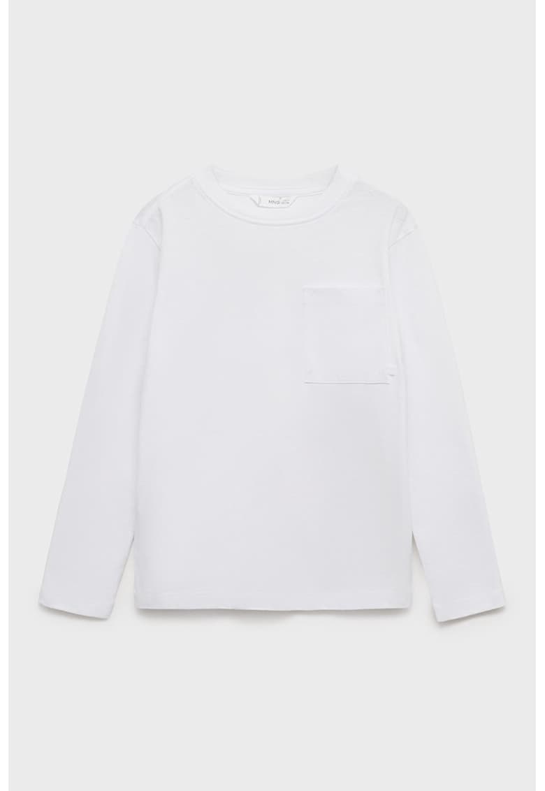 Bluza din bumbac cu buzunar pe piept - Alb