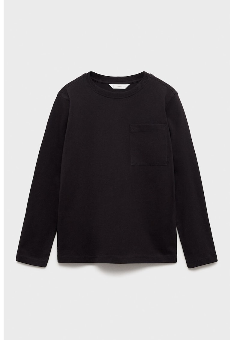 Bluza din bumbac cu buzunar pe piept - Negru