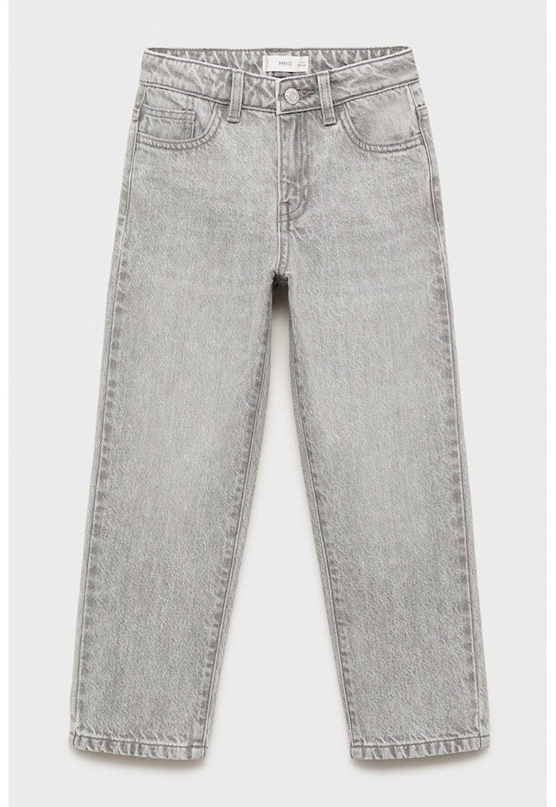 Blugi drepti cu aspect decolorat - Gri deschis
