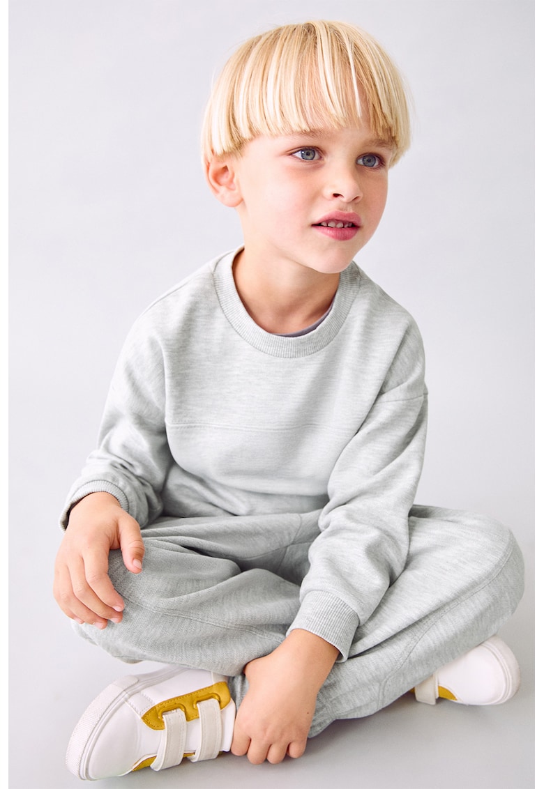 Bluza de trening cu decolteu rotund si model uni