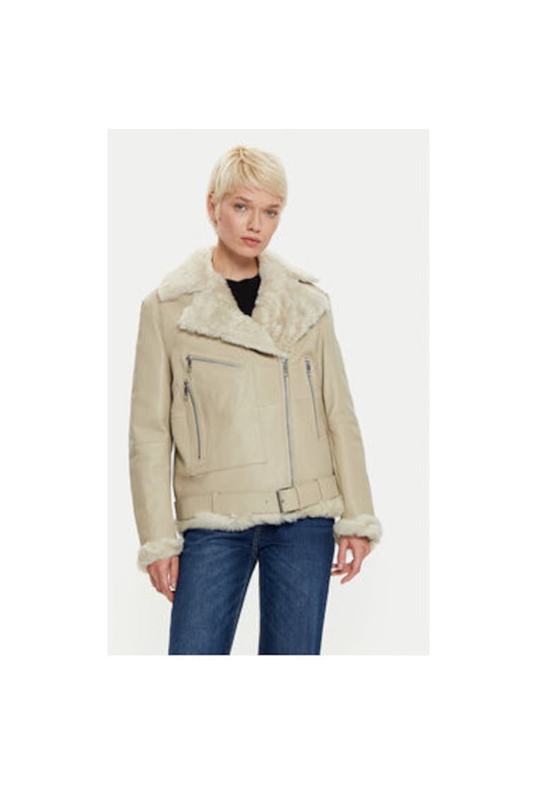 Geaca din piele dama  50524016 - Piele naturala - Ecru