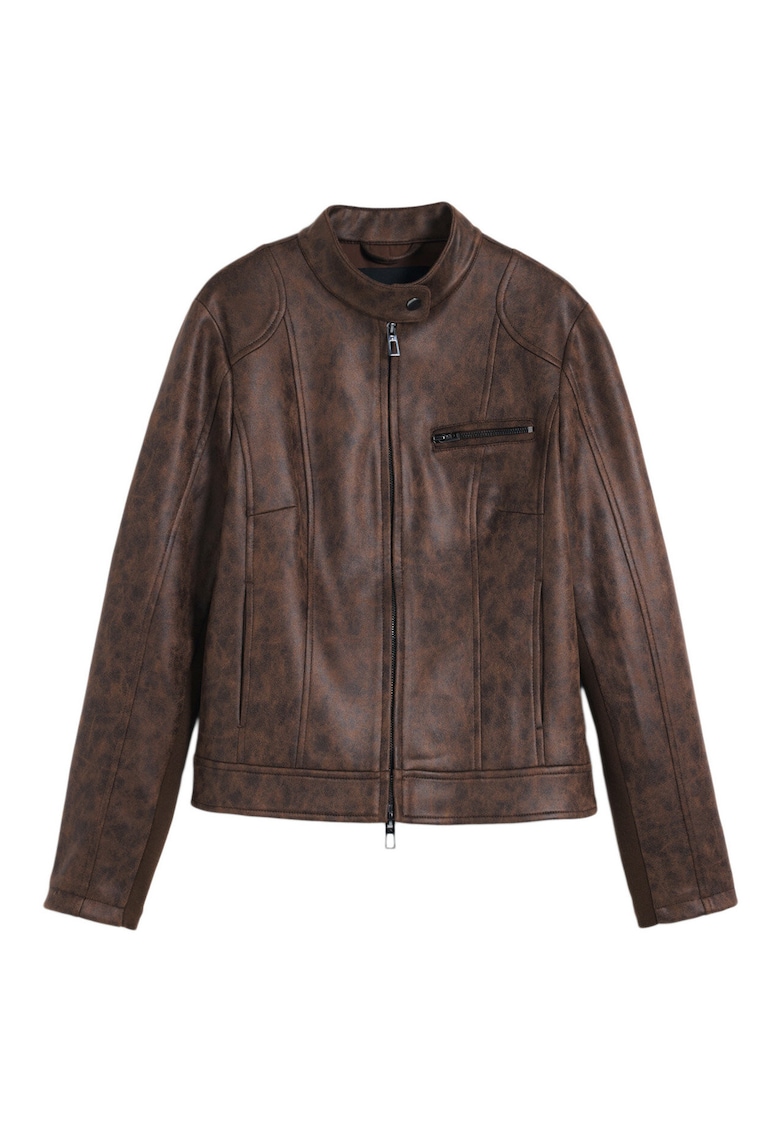 Geaca din piele dama 25SWEW46 - Poliester reciclat - Maro Geaca din piele dama 25SWEW46 - Poliester reciclat - Maro