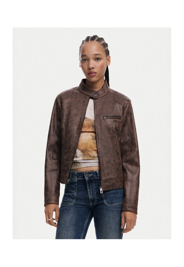 Geaca din piele dama 25SWEW46 - Poliester reciclat - Maro - Maro