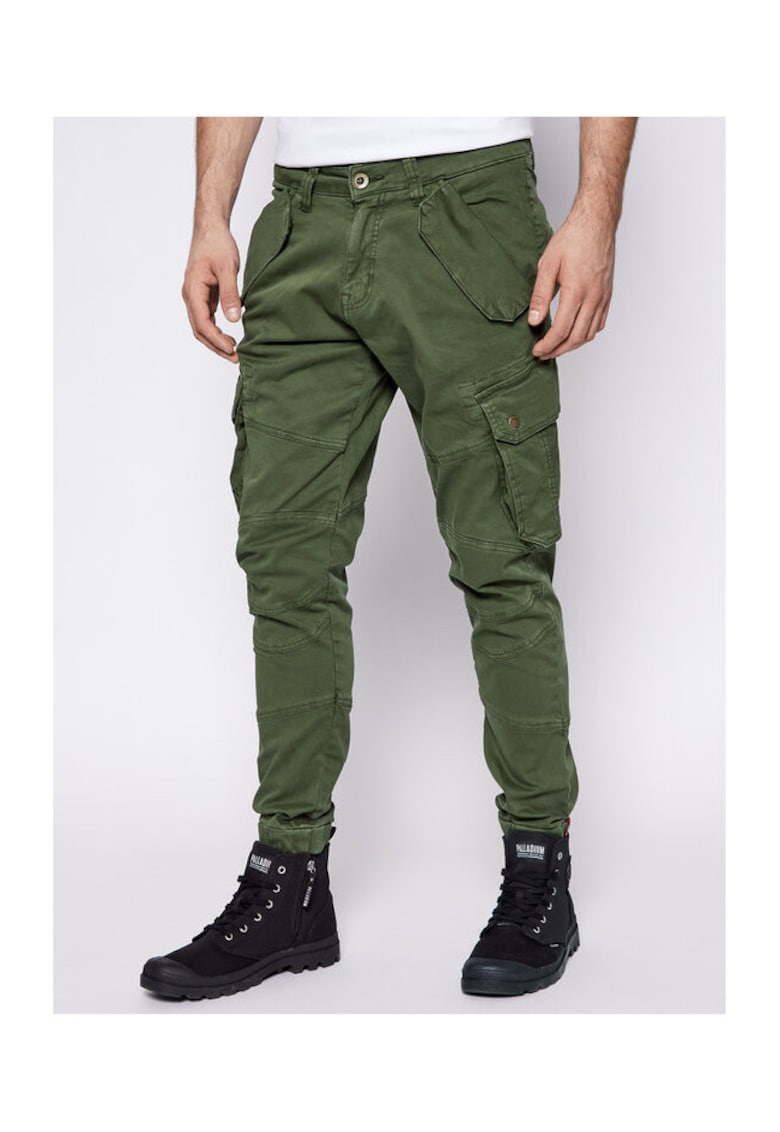Pantaloni barbati - slim fit - verde - bumbac
